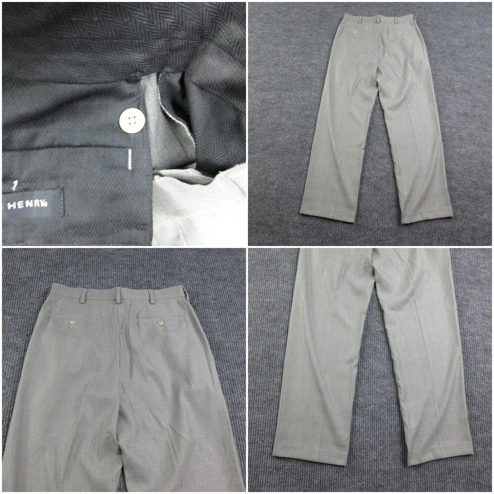 John Henry Suit Pants Mens 33x32 Gray Polyester Rayon Belted Vietnam 32x31.5*